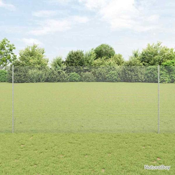 Cl�ture en fil soud� avec 22 poteaux gris 1,4x25 m acier