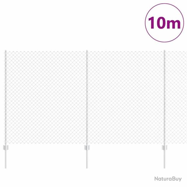 Cl�ture en Maillon de Cha�ne avec 20 Poteaux U Argent 1.4x10 m Acier