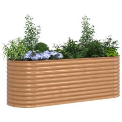 Parterre de jardin marron - Apparence bois 240x80x81 cm en acier