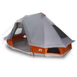Tente Tipi Grise et Orange Imperm&eacute;able pour 6 Personnes.