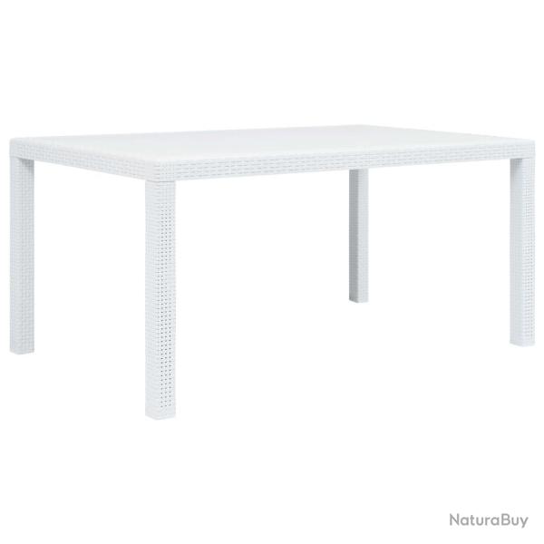 Table de jardin Blanc 150x90x72 cm Plastique Aspect de rotin