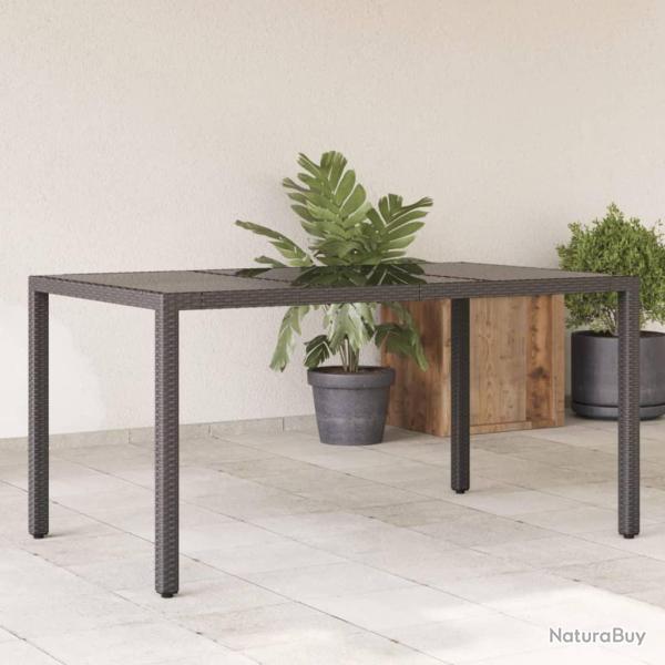 Table de jardin dessus en verre Noir 150x90x75cm R�sine tress�e