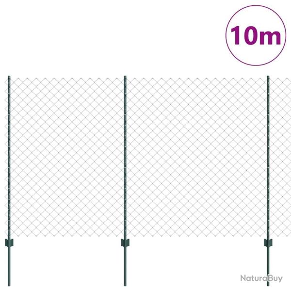 Cl�ture en maillons avec 10 U Posts Vert 1.6x10 m Acier