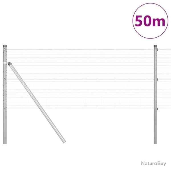 Cl�ture en fil soud� avec 13 poteaux 0.4x50 m en acier galvanis�