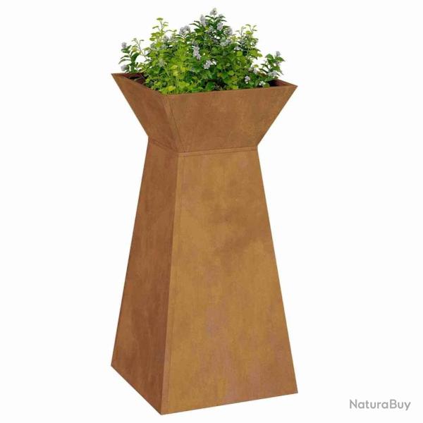 Pots de jardin colonne 2 pcs avec bol 35x35x73 cm en m�tal patin�.