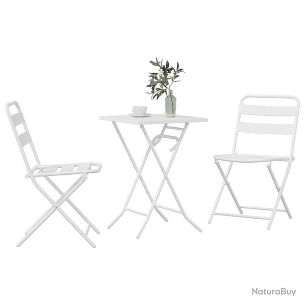 Ensemble Bistro pliant 3 pi�ces Blanc Acier