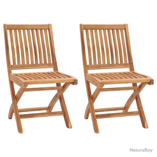 Chaises de jardin pliables lot de 2 Bois de teck massif