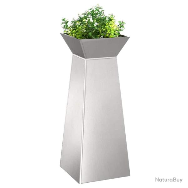 Porte-plante sur pilier de jardin avec un bol de 40x40x100 cm en inox.