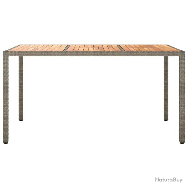 Table de salle  manger de jardin grise 150x90x75 cm poly rotin
