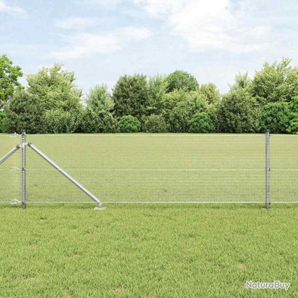 Cl�ture en Fil Soud� avec 7 Piquets de Terre 0.6x10 m Acier Galvanis�