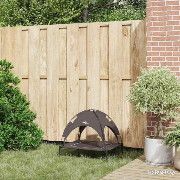 Lit pour chien surlev avec toit amovible Marron S Acier