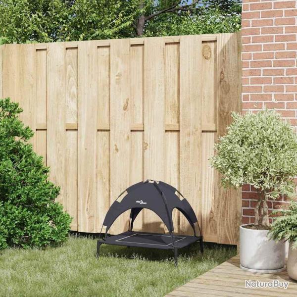 Lit pour chien surlev avec toit amovible en acier noir