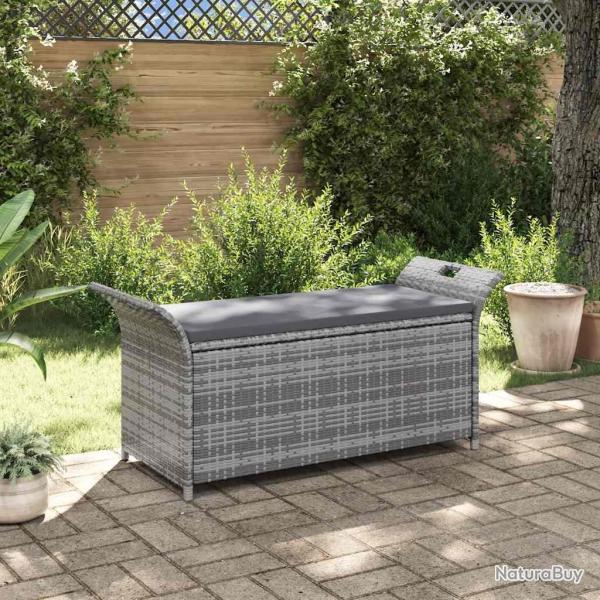 Banc de rangement avec coussin gris 138 cm rsine tresse