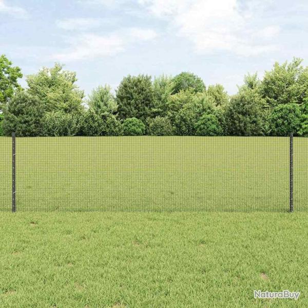 Cl�ture en fil soud� avec 22 poteaux en U Gris 0.6x50 m Acier