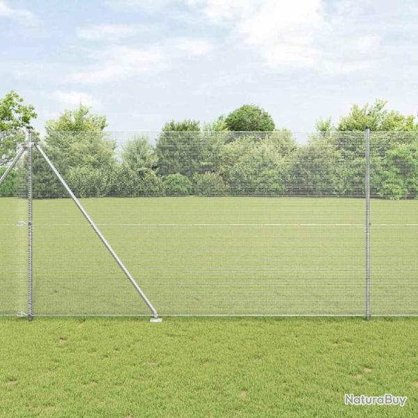 Cl�ture en Fil Soud� avec 7 Poteaux en Pointe 1,6x10 m Acier Galvanis�