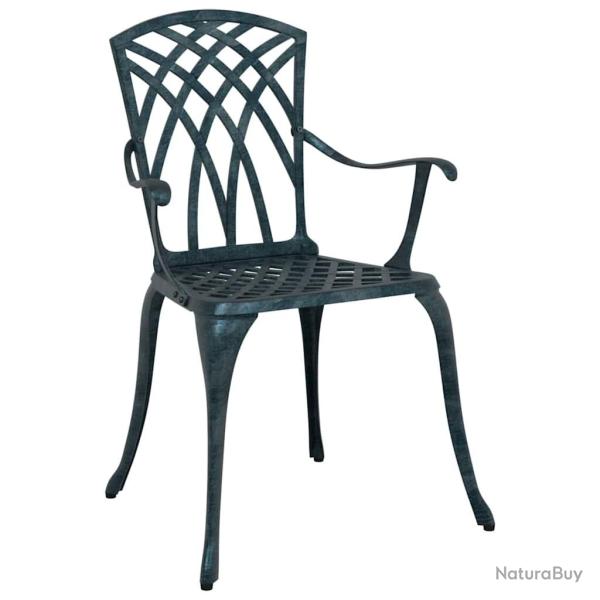 Chaises de jardin 2 pcs Vert en aluminium moul