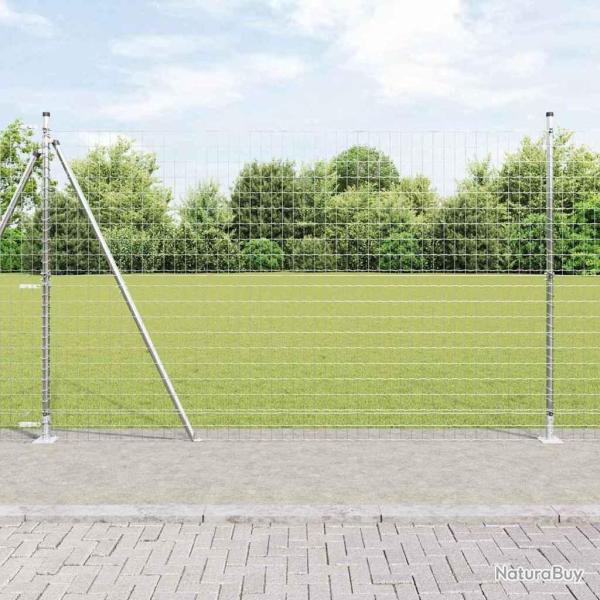 Cl�ture Euro avec 7 poteaux � bride de 1,5 x 10 m en acier galvanis�
