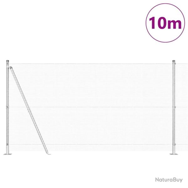 Cl�ture en fil soud� avec 7 poteaux lat�raux 1,2 x 10 m Acier galvanis�