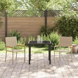 Chaises empilables de jardin 2 pcs Cr&egrave;me et marron