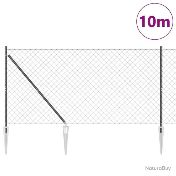 Jeu de Poteaux de Cl�ture Gris 1.4 x 10 m Acier galvanis�