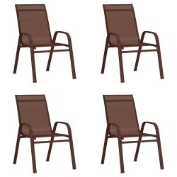 Chaises empilables de jardin lot de 4 Marron Tissu textil&egrave;ne