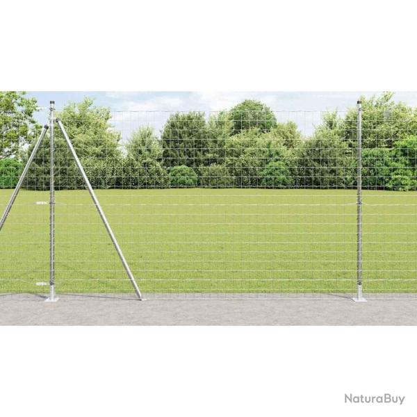 Cl�ture Euro avec 7 poteaux � brides 1,5 x 10 m en acier galvanis�
