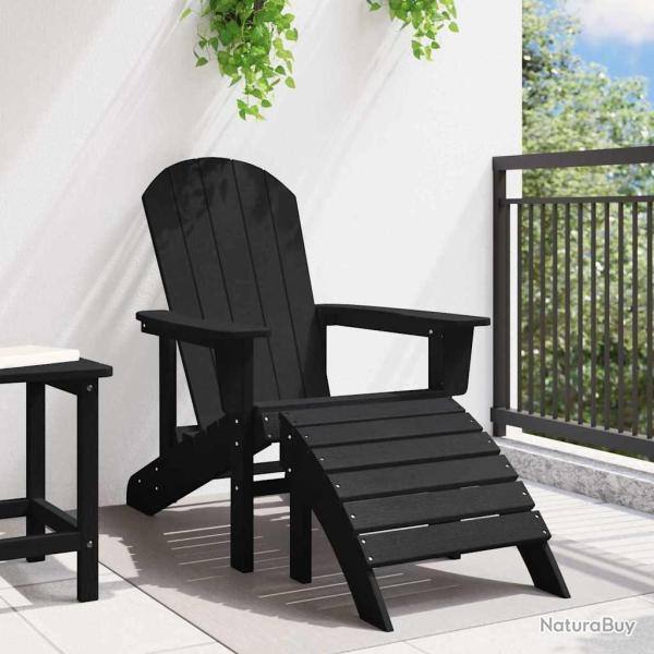 Chaise Adirondack avec repose-pieds noire HDPE
