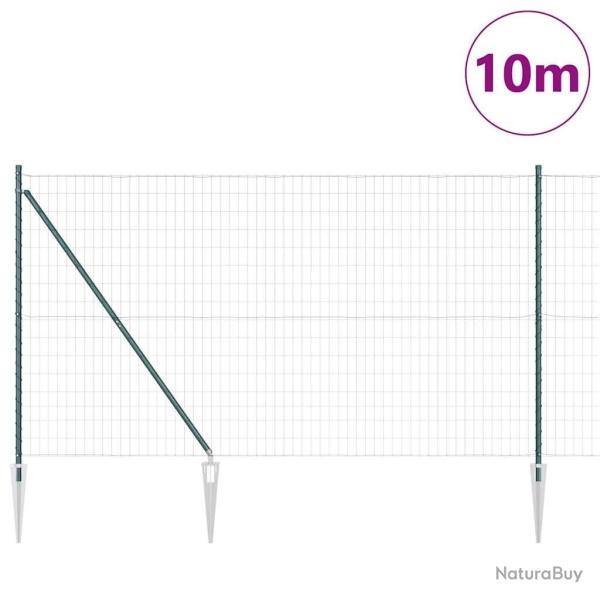 Cl�ture Euro avec 7 poteaux en pointe, 1,5 x 10 m, en acier galvanis� vert