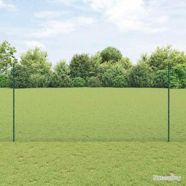 Cl�ture avec poteau Vert 1,5 x 25 m Acier