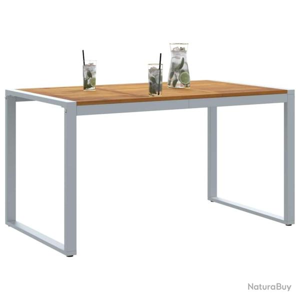 Table de salle  manger extrieure Grise 140x80x75 cm Acier et Bois Massif d'Acacia