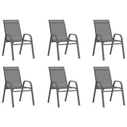 Chaises empilables de jardin lot de 6 Gris Tissu textil&egrave;ne