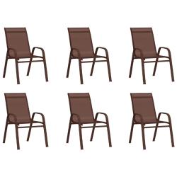 Chaises empilables de jardin lot de 6 Marron Tissu textil&egrave;ne
