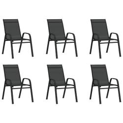 Chaises empilables de jardin lot de 6 Noir Tissu textil&egrave;ne