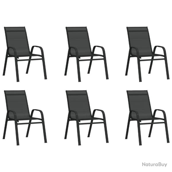 Chaises empilables de jardin lot de 6 Noir Tissu textil�ne