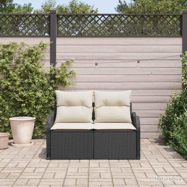 Canap� de jardin 2 places avec coussins en poly rattan noir