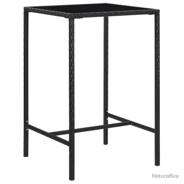 Table de bar de jardin Noir 70x70x110cm Rsine tresse et verre