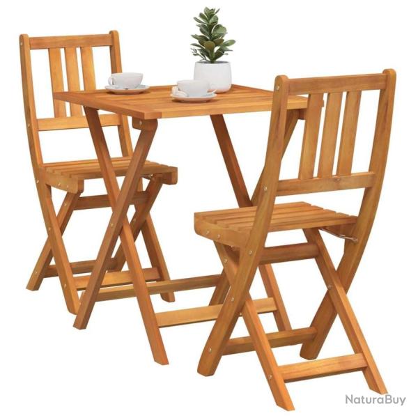 Ensemble Bistro Pliable en Bois Massif d'Acacia de 3 Pices