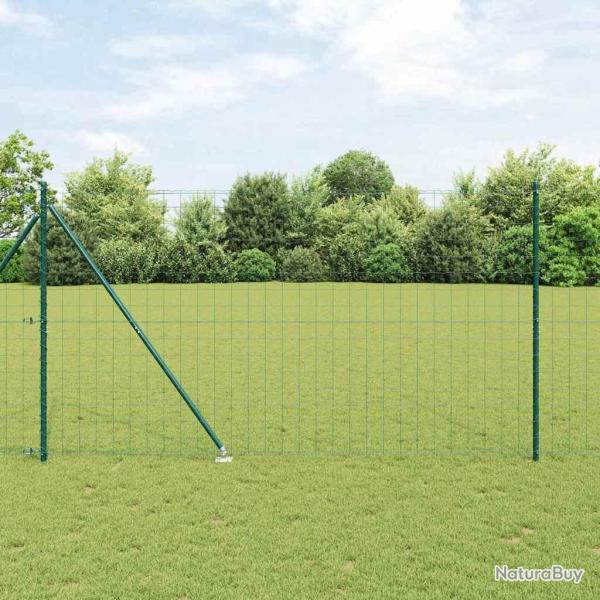 Cl�ture Euro avec 7 poteaux � �pine 1,6 x 10 m en acier galvanis� vert