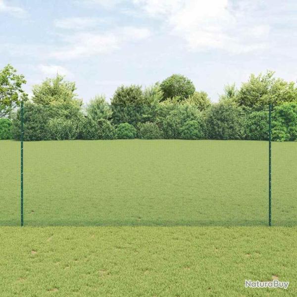 Cl�ture en fil soud� avec 11 poteaux U verte 1.6x25 m
