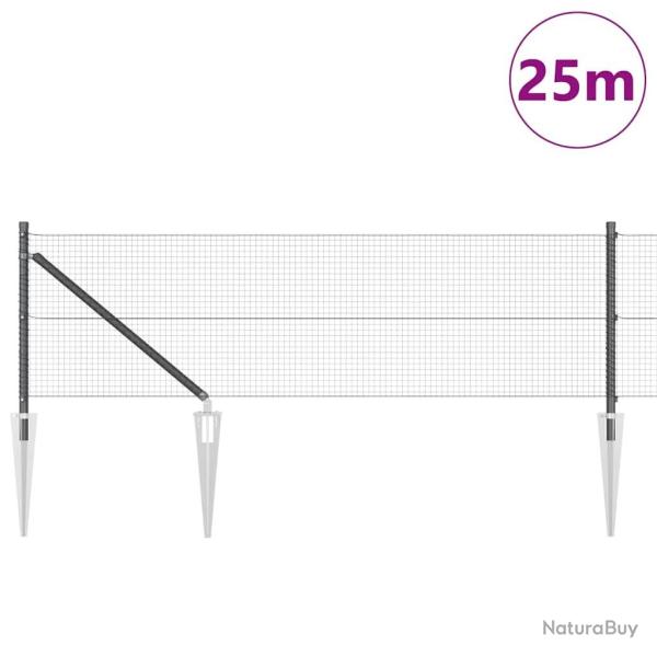 Ensemble de poteaux de cl�ture 2 pi�ces Gris, Noir M�tal, Plastique