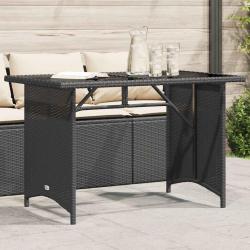 Table de jardin avec dessus en verre noir 110x68x70 poly rotin