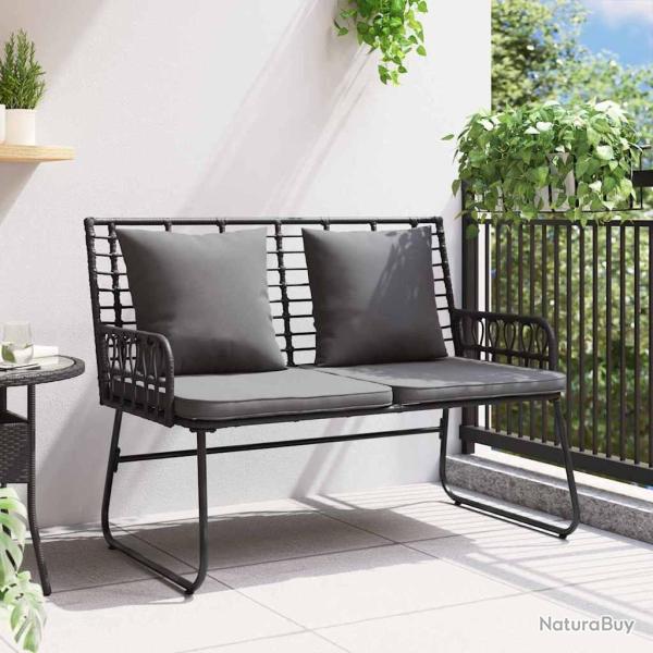 Banc de jardin avec oreiller Noir, Anthracite 113 x 69 x 83 cm