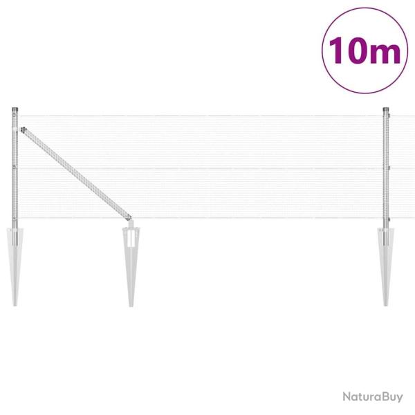 Ensemble de poteaux de cl�ture 2 pi�ces Acier galvanis� 10 x 0,5 m