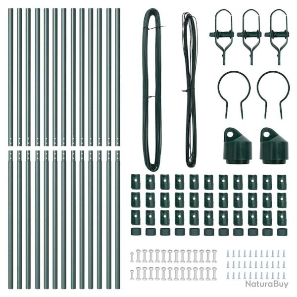 Set de Pieux de cl�ture 13 pcs Vert �32mm 160 cm M�tal