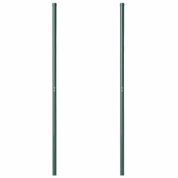 Poteau de cl&ocirc;ture. 2 pcs Vert Acier peint par poudre