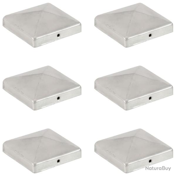 Bouchons de poteau de cl�ture 6 pcs M�tal galvanis� 101x101 mm