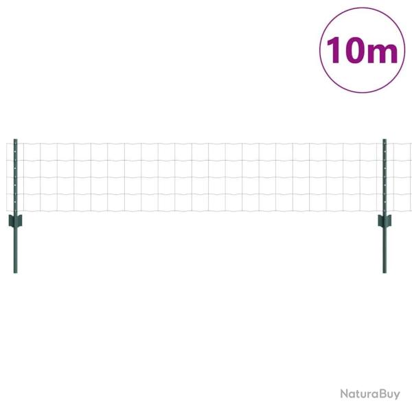 Cl�ture Euro de avec 5 poteaux en U Vert 0.4x10 m en acier