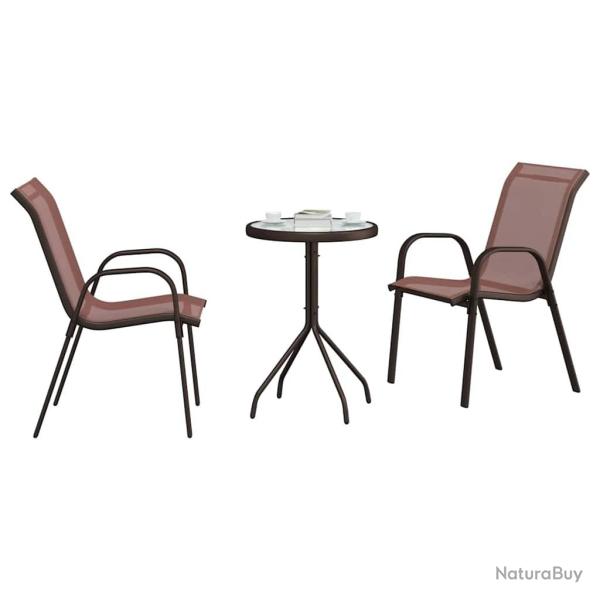 Ensemble Bistro de jardin 3 pi�ces Marron Textil�ne et Acier