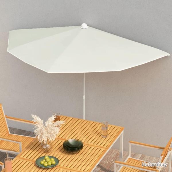 Demi-parasol de jardin avec m�t 180x90 cm sable
