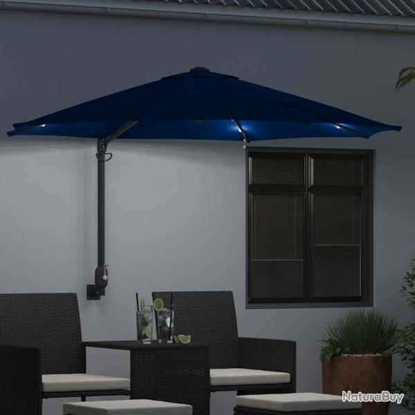 Parasol mural avec LEDs bleus 248 cm